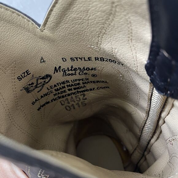 Masterson Boot Brown Black Leather Western Cowboy Boots Youth 4 D Style RB2003Y - Picture 13 of 15